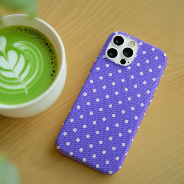  Dotty Delight Purple Case-Mate iPhone Case (A Dotty Delight Purple Case-Mate iPhone Case is on the table.)