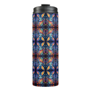 Dotty Delight: Rainbow Doodle Bunny Thermal Tumbler
