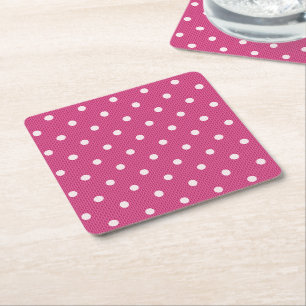 Dotty Delight Red Square Paper Coaster