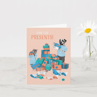 Dotty Dog and Kitty Present Mountain Birthday Card