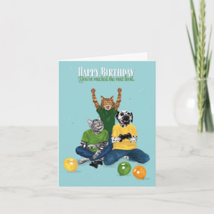 Dotty Dog and Kitty Video Game Next Level Birthday Card