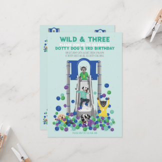 Dotty Dog Wild & Three 3rd Birthday Invitation