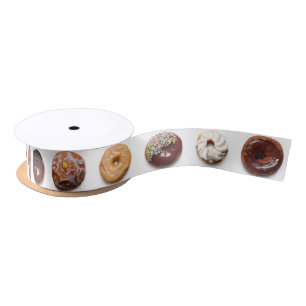 Dotty Doughnuts white satin ribbon