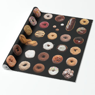 Dotty Doughnuts wrapping paper (on black)