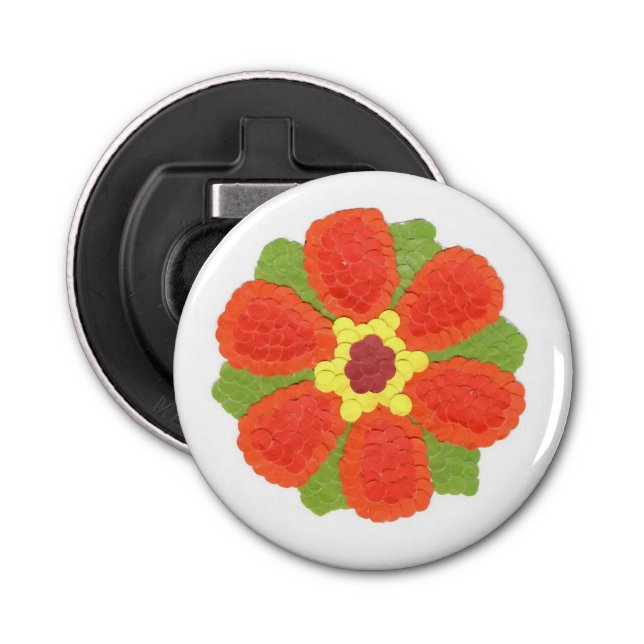 Dotty Flower Button Bottle Opener (Front)