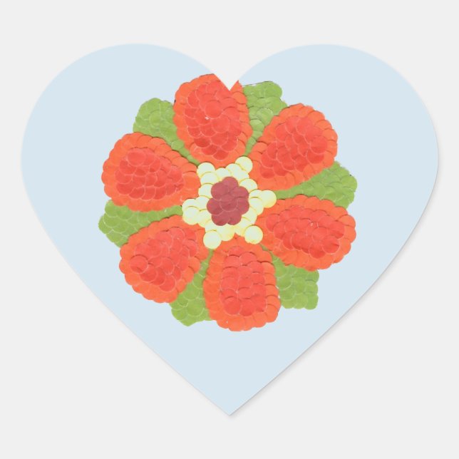 Dotty Flower Heart Sticker (Front)