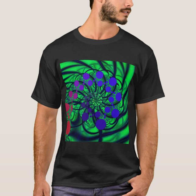 Dotty | Green Blue Purple and Red Fractal Art T-Shirt (Front)