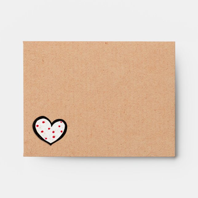 Dotty Hearts kraft A2 Note Card Envelope (Front)
