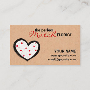 Dotty Hearts kraft Florist Business Card