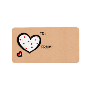 Dotty Hearts kraft Gift Tag Sticker