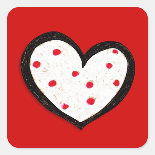 Dotty Hearts red Square Sticker (Front)