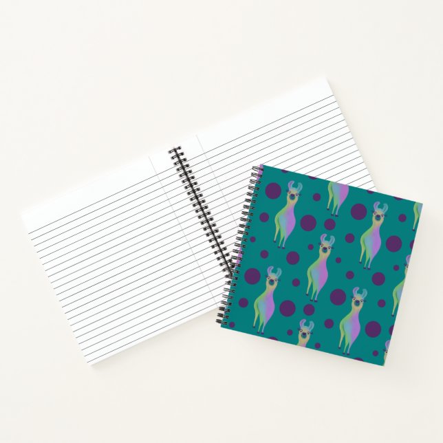 Dotty Llama on Teal Notebook (Inside)