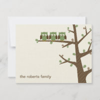 Dotty Owl Triplets Thank You Cards Invitation