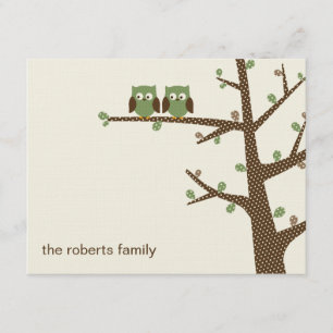 Dotty Owl Twins Thank You Cards Invitation