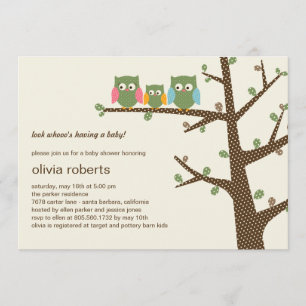 Dotty Owls Baby Shower Invitation