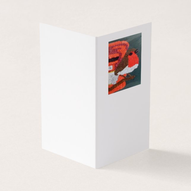 Dotty Robin Vertical Folded Business Card (Outside)