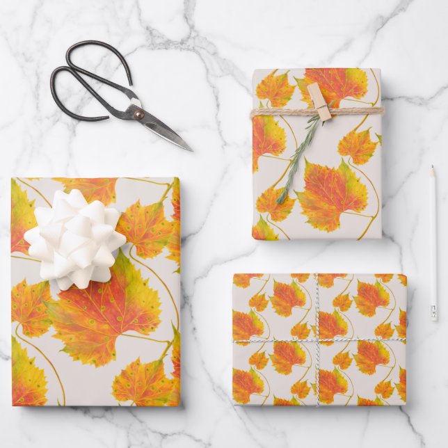 Dotty Spotty Fall on a Wrapping Paper Set  (Front)