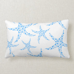 Dotty Starfish Pattern in Blue and White. Lumbar Cushion
