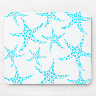 Dotty Starfish Pattern in Turquoise and White. Mouse Pad