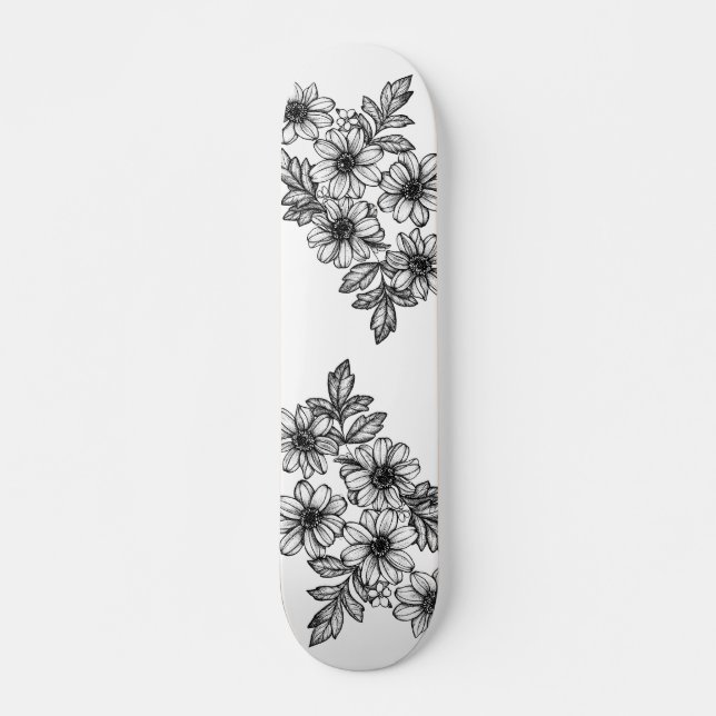 Dotwork Flower Skateboard (Front)