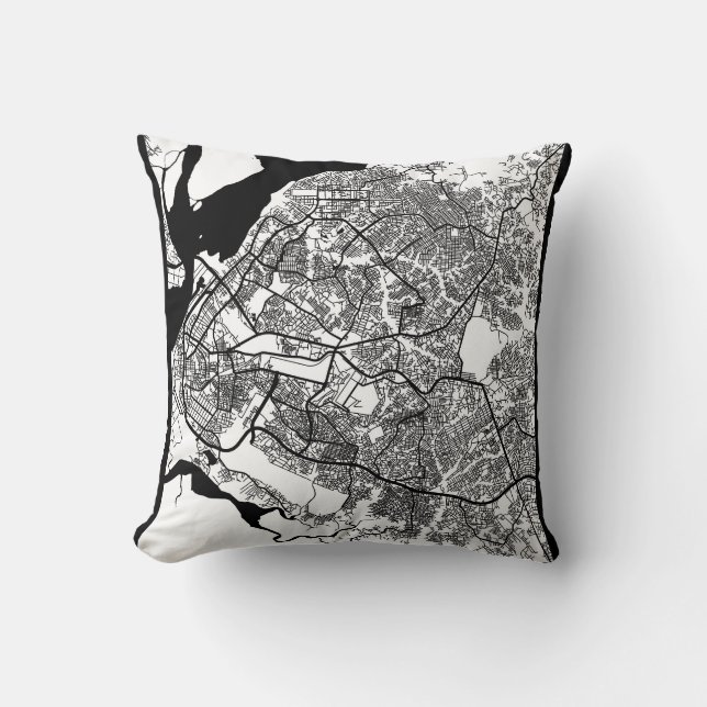 Douala Cameroon City Map Cushion (Front)
