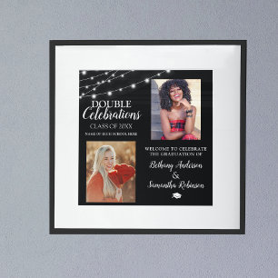 Double 2 Photo Graduation Welcome Poster