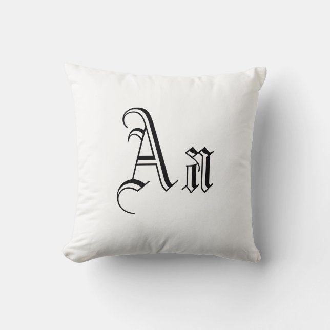 Double A Monogram in Black and White I Cushion (Front)