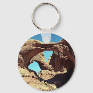 Double Arch Desert Landscape Photo Key Ring