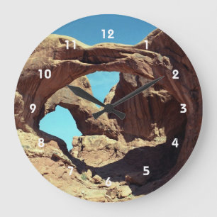Double Arch Desert Landscape Photo Large Clock