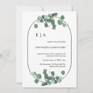 Double Arch Eucalyptus Greenery Simple Monogram Invitation