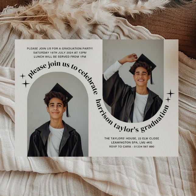 Double Arch Photo Boy Graduation Invitation (Creator Uploaded)