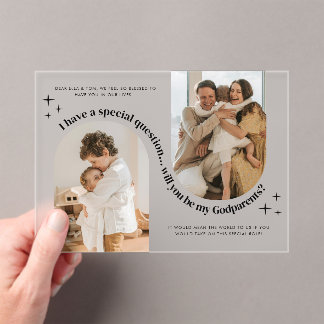 Double Arch Photo Godparents Proposal Acrylic Invitations