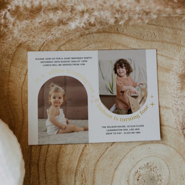 Double Arch Photo Joint Birthday Invitation (Creator Uploaded)