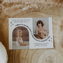 Double Arch Photo Joint Birthday Invitation