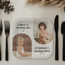 Double Arch Photo Joint Birthday Paper Napkin