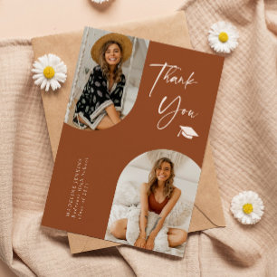 Double Arch Terracotta Graduation Photo Thank You  Card
