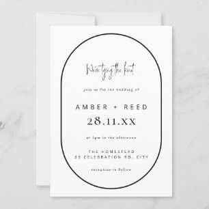 Double Arch Tying Knot Wedding Black & Whie Invitation