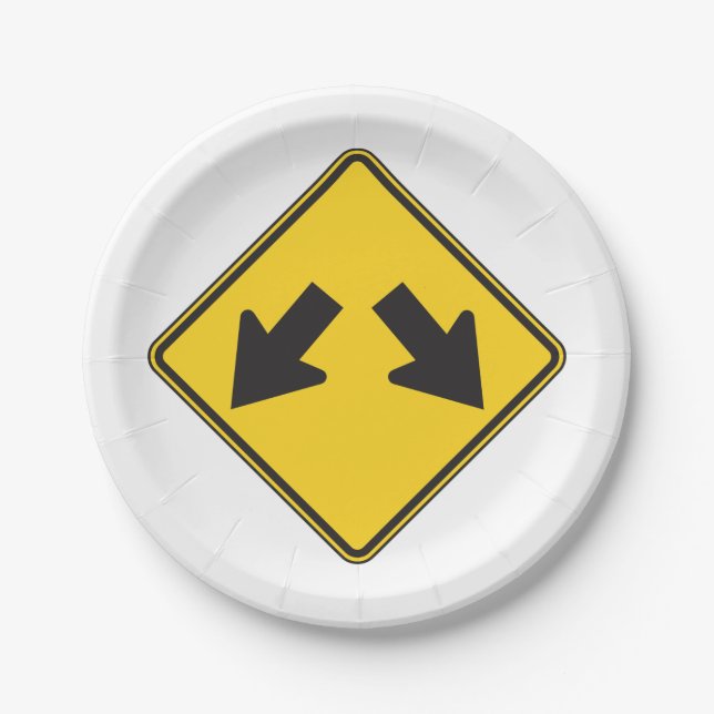 Double Arrows Road Sign Paper Plate (Front)