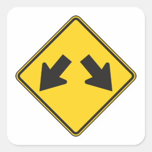 Double Arrows Road Sign Square Sticker