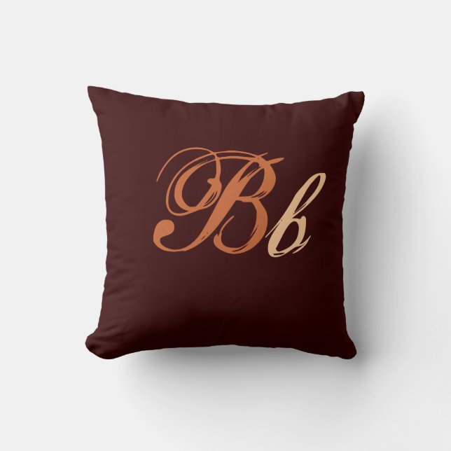 Double B Monogram in Brown and Beige I Cushion (Front)