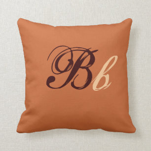 Double B Monogram in Brown and Beige I Cushion