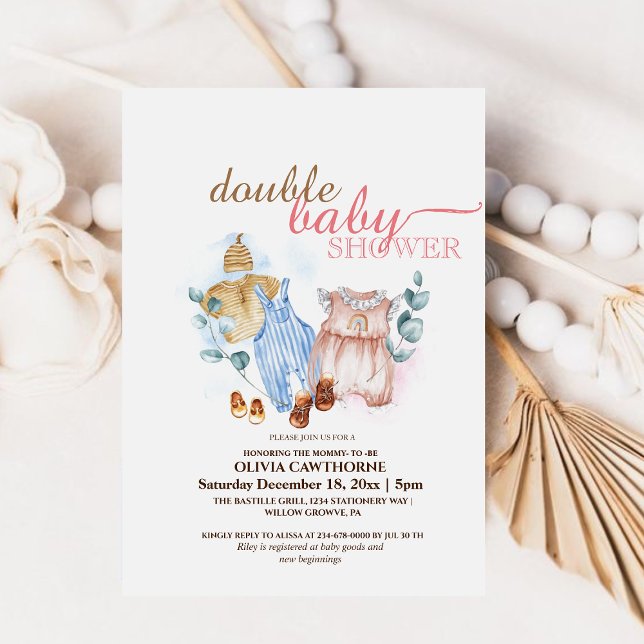 Double Baby Shower Cute Modern Baby Shower Invitation (Creator Uploaded)