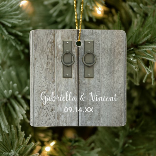 Double Barn Doors Country Wedding Ceramic Ornament (Tree)