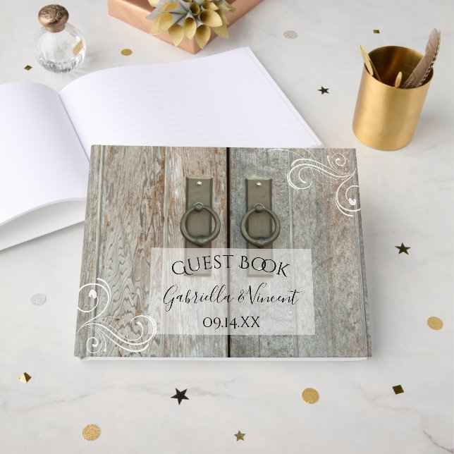 Double Barn Doors Country Wedding Guest Book (Front Open)