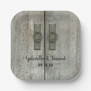 Double Barn Doors Country Wedding Paper Plate