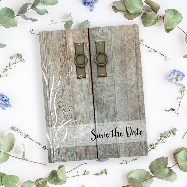 Double Barn Doors Country Wedding Save the Date Announcement Postcard (Creator Uploaded)