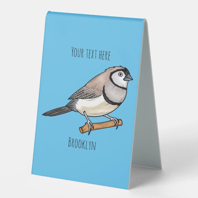 Double-barred finch bird cartoon illustration  (Front)