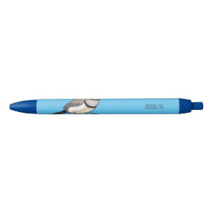 Double-barred finch bird cartoon illustration black ink pen