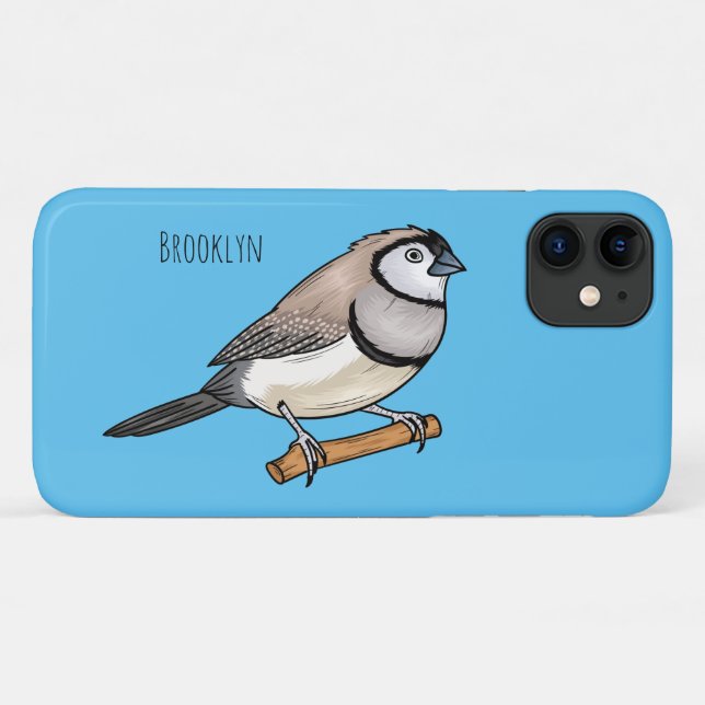 Double-barred finch bird cartoon illustration  Case-Mate iPhone case (Back (Horizontal))
