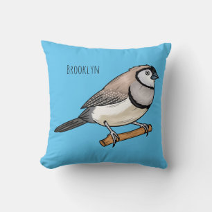 Double-barred finch bird cartoon illustration cushion